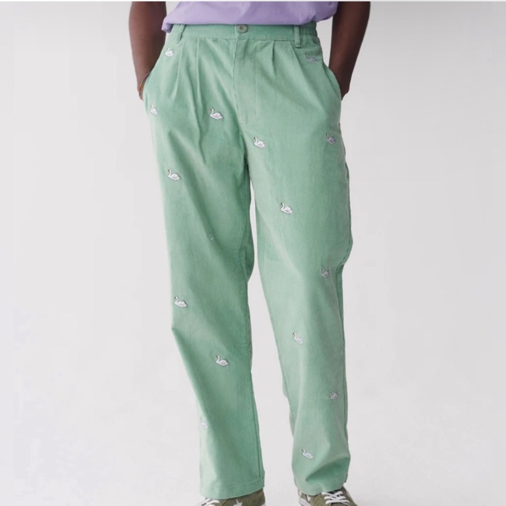 Lazy Oaf Swan Song Embroidered Corduroy Pants Men… - image 1